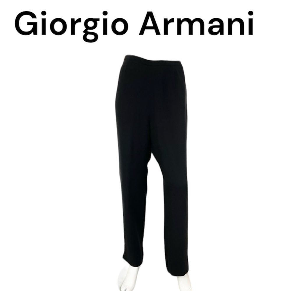 Giorgio Armani Vestiimenta Spa 100% Silk Tailored Pants Trousers Black 32/ M